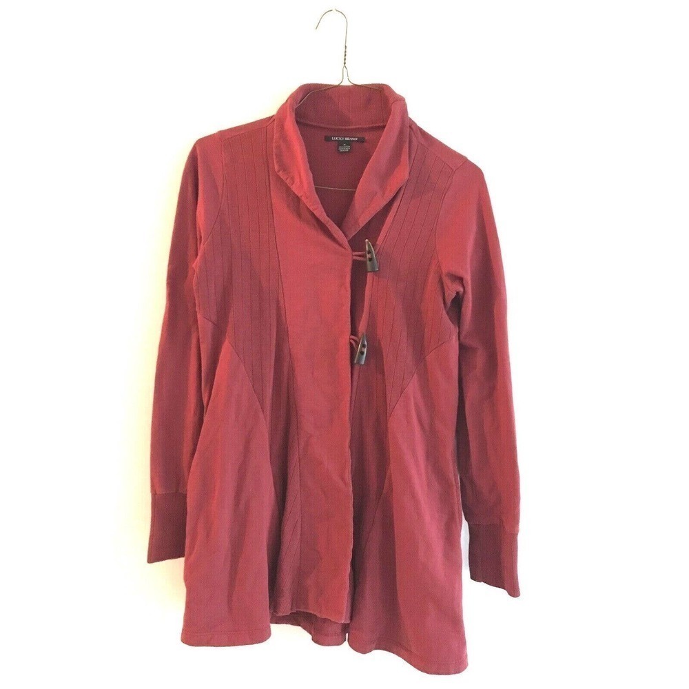 Lucky Brand | Womens Size M Red Darci Wrap Jacket Cotton Long Sleeves Knit